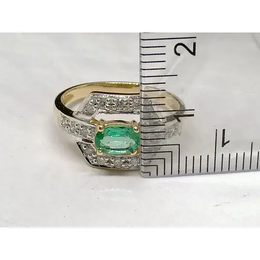 Золотое кольцо Центрумикс трейд с бриллиантами и изумрудом. RE588K 17,5 - фото 5