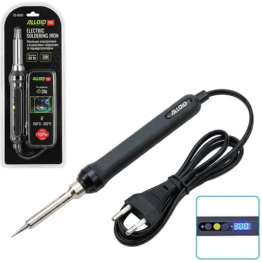 Паяльник электрический Alloid Building Tools с керамическим нагревателем, терморегулятором и LSD-дисплеем 80 Вт (ES-5080) - фото 2