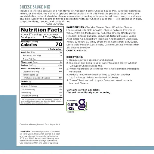 Сырная заправка (сырная намазка на хлеб) сублимированная Augason Farms с большим сроком годности 10 лет 43 порции - фото 2