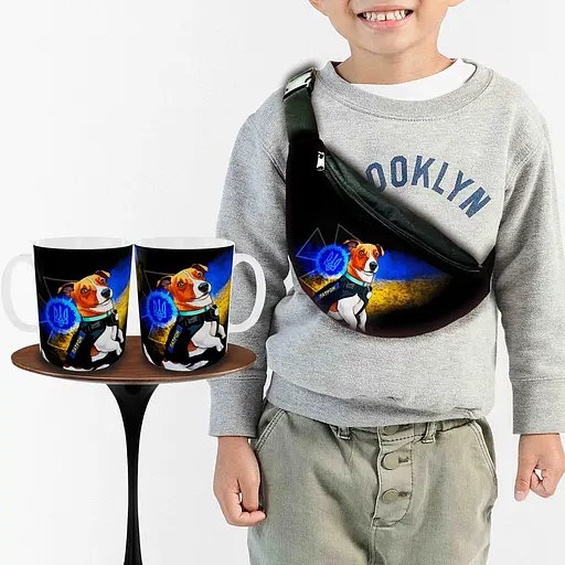 Набір: дитяча сумка-бананка+кружка Пес Патрон 32х15см, бананка для хлопчика через плече на подарунок (00943)