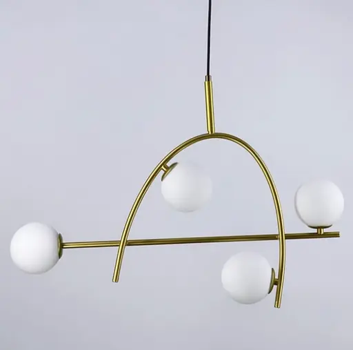 Люстра в золотистому корпусі на 4 мініатюрних білих матових плафони Line.F YG 8014-4 D GD - фото 2