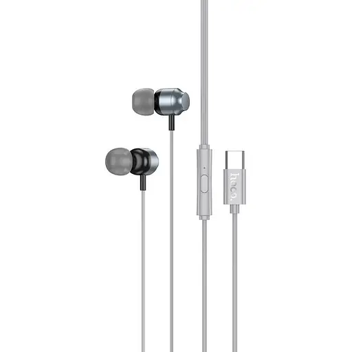 Дротові вакуумні навушники Hoco M122, Type-C, 1.2m, metal gray