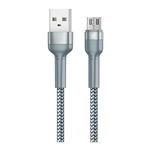 Дата кабель для зарядки REMAX Jany RC-124m USB 2.0 — micro USB 2.4A Серебряный (1м) - фото 1
