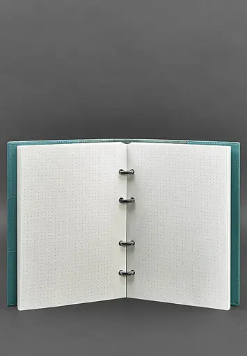 Шкіряний блокнот на кільцях (софт-бук) 9.0 з твердою бірюзовою обкладинкою - фото 4