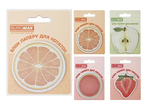 Блок для заметок Fruits, с клейким слоем, 70x70 мм, 30 листов, 2 шт. в упаковке