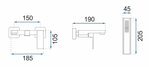 Смеситель для ванны и душа Rea Fenix черный настенный REA-B3310 Черный - фото 8