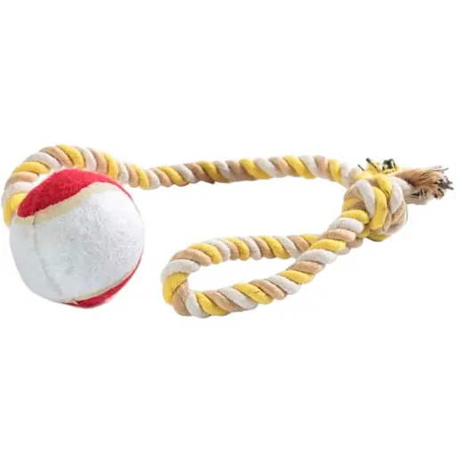 Игрушка канат-грейфер для собак Fox для бросания с теннисным мячом 45 см - фото 1