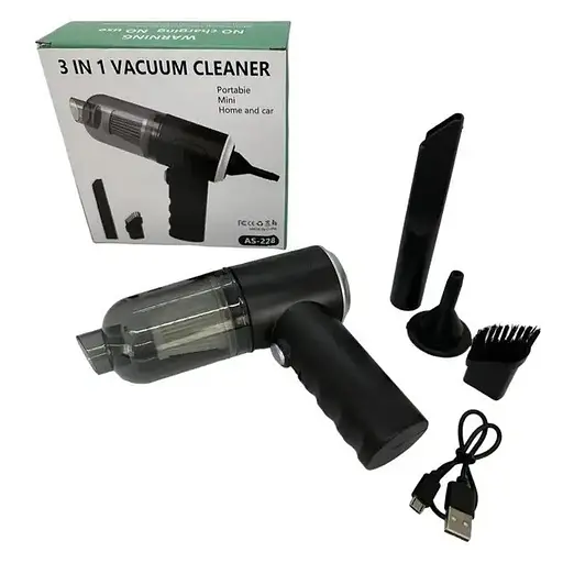 Бездротовий акумуляторний пилосос Vacuum Cleaner AS-228 ручний 3 в 1 пилосос для автомобіля та будинку потужність 120 Вт Чорний - фото 5