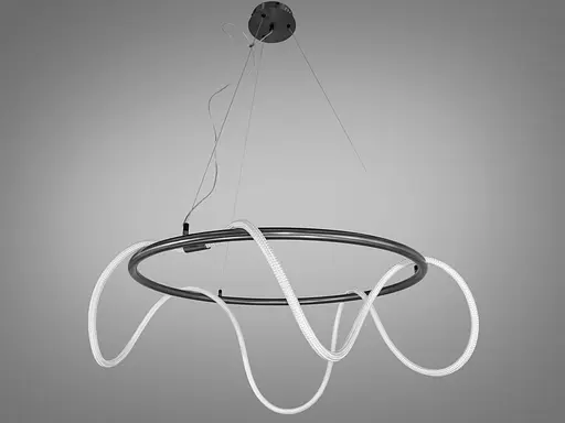 Минималистичная светодиодная люстра подвес шланг, 48W, черный хром. - фото 1