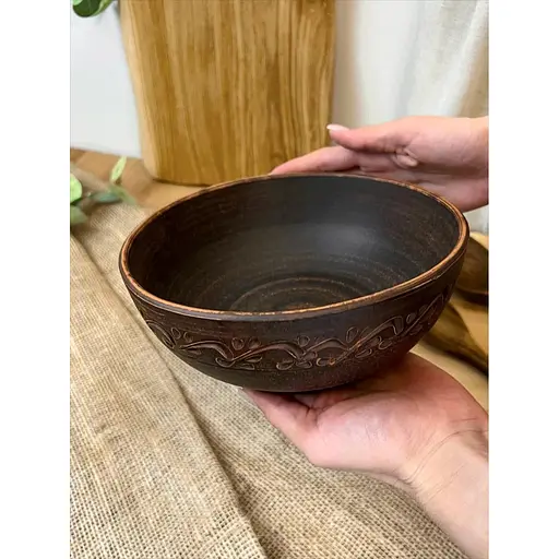 Миска керамічна (глиняна) різьблена Декор 1 л - фото 4