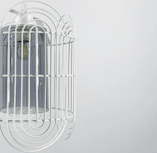 Підвісна люстра у стилі лофт у білому каркасі на 3 лампи Line.F Колір плафона Графітовий - фото 2