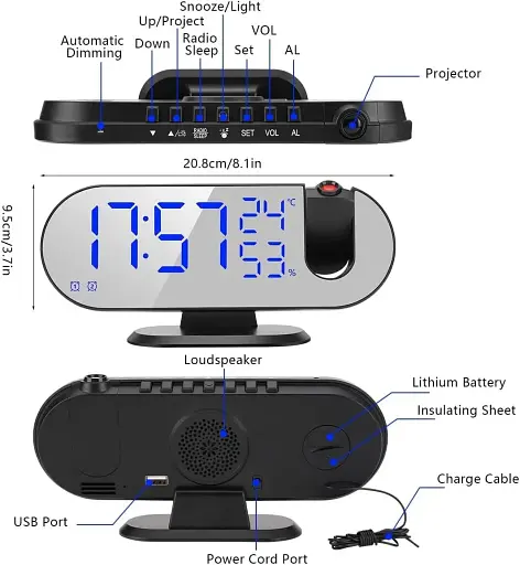 Цифровий проєкційний будильник JTX-018 - фото 5