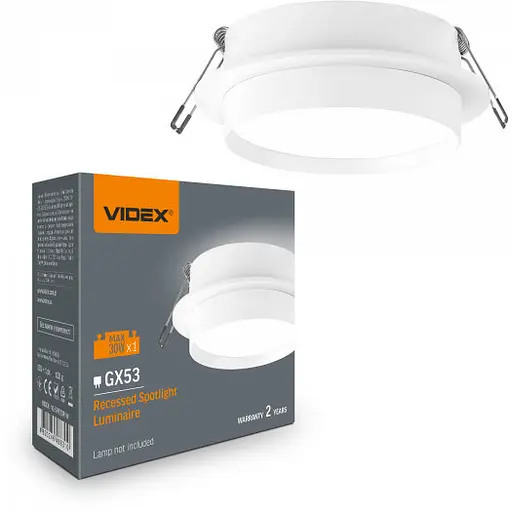 Світильник Videx під лампу GX53 врізний Круглий Білий (VL-SPF33R-W) - фото 1