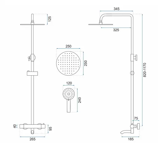 Душовя система Rea Lungo з термостатом та виливом rose gold REA-P6606, Теплий захід сонця - фото 3