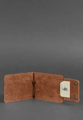 Мужской кожаный портмоне светло-коричневый 10.0 зажим для денег - фото 6