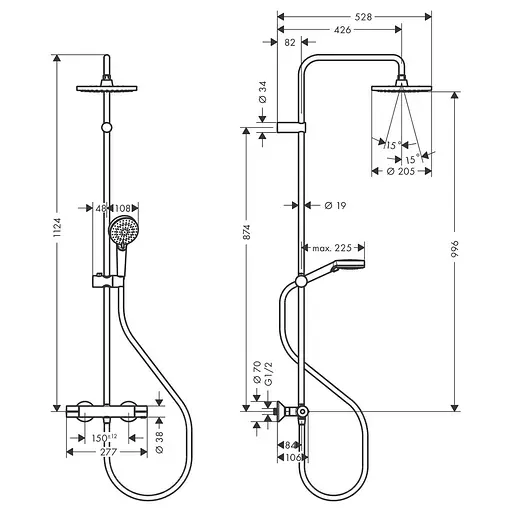 Душова система Hansgrohe Vernis Blend Showerpipe Reno 220 26276000 хром - фото 2