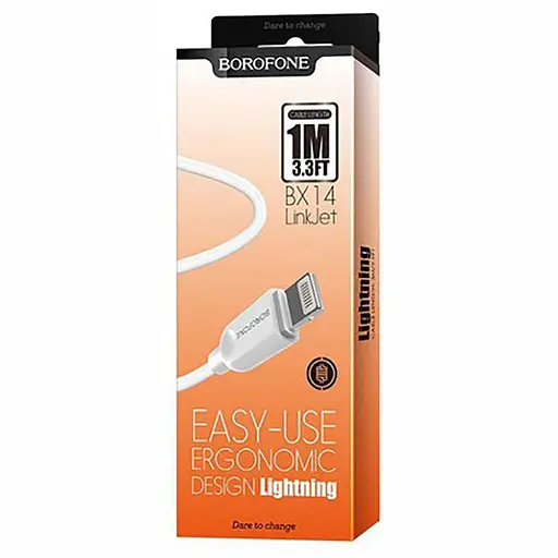 Кабель Borofone BX14 USB to iP 2.4A 1 м PVC TPE connectors білий - фото 2