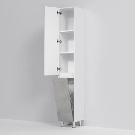 Пенал Am.Pm Gem S 35 см підлоговий з кошиком лівий білий глянець/базальт M91CSL0351BF38, Білий - фото 5