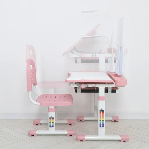 Дитяча Парта M 5068-8-2 зі стільцем, рожевий, підставка для книги - фото 5