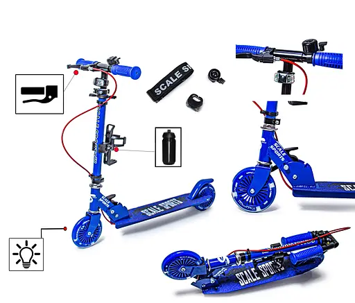 Самокат Scale Sports 68-78х88х10 см Синий 000283547 - фото 2