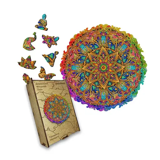 Пазл деревянный Таинственная Мандала, А3, Деревянная коробка 200 элементов