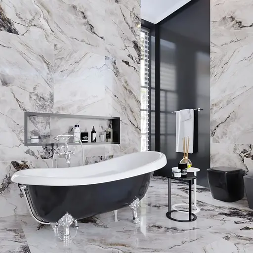 Ванна отдельностоящая глянцевая Amdcon Symphony 167x78 черная из литого камня серебряные ножки SYMFONYA_167_s_BLACK_HL Черный - фото 2