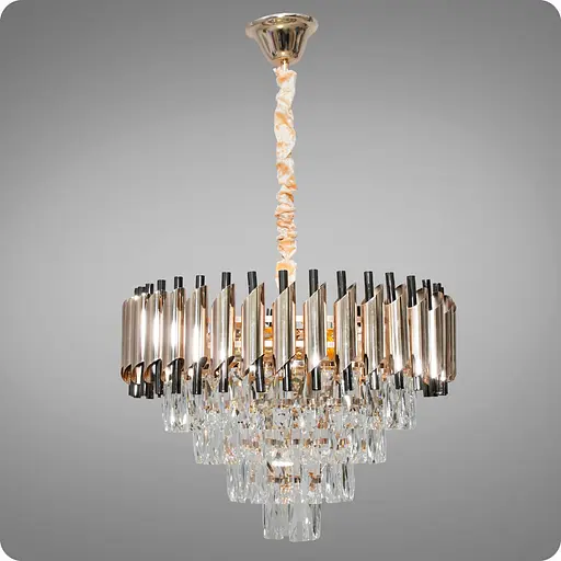 Люстра кришталева світлодіодна 517 Dlight на 9 ламп E14 Золото Чорний Хром (02020) - фото 2