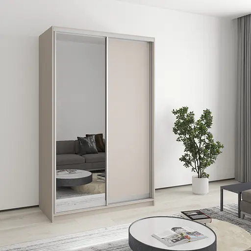 Шафа-купе дводверна MebelStar Стандарт AL ДСП/Дзеркало 130x60x210 см Кашемір (MBS-2435)