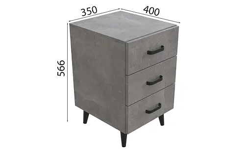 Тумба Вива 3 на конусных ножках Ferrum-decor 56,5x35x40 Черный металл ДСП Бетон 16 мм (FRD-106817) - фото 4