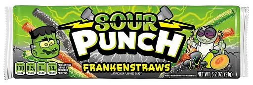 Кислі жувальні цукерки Sour Punch Halloween Frankenstraws 91 г - фото 2