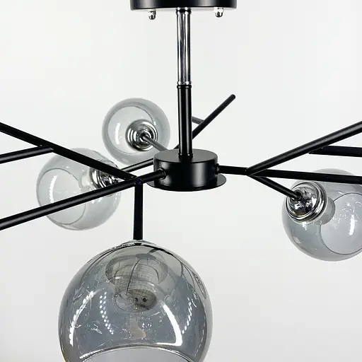 Стельова люстра в чорному корпусі на 8 плафонів | Арт. 088N/8 BK | Line F - фото 6