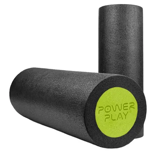 Масажний ролик (роллер) гладкий PowerPlay 4021 Fitness Roller Чорно-зелений (45x15 см) (PP_4021_BL/Green_(45*15)) - фото 2