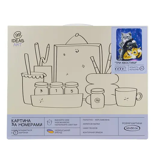 Набор для росписи по номерам "Три хвостика" 40*50 см, IDEA2-GX45761, ТМ "99IDEAS" - фото 4