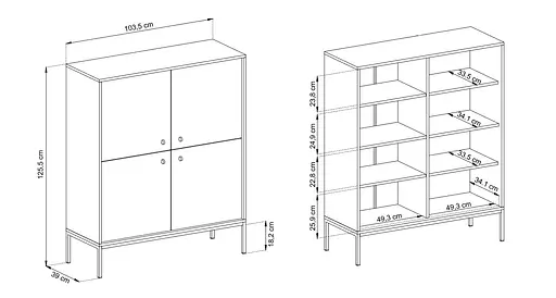 Комод высокий Perfect Home Моно/Mono 4-дверный с золотыми ножками MK104 Беж песочный (PFH-091203) - фото 3