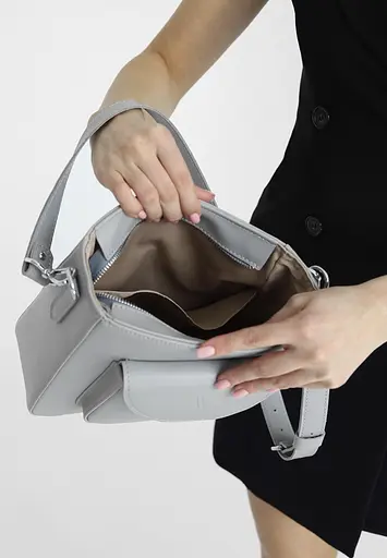 Жіноча шкіряна сумка Stella сіра - фото 5