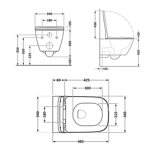 Унитаз подвесной Qtap Crow безободковый с сиденьем Soft-close QT05335171W, Белый - фото 2