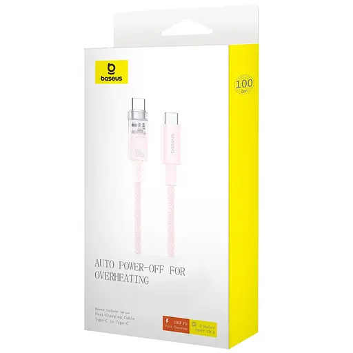Кабель Baseus Explorer Series Fast Charging Cable with Smart Temperature Control Type-C to Type-C 100W 1 м Babypink - фото 2