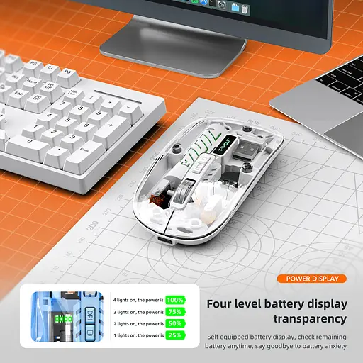 Компьютерная мышь T-WOLF X11 беспроводная бесшумная с аккумулятором 2,4G+Bluetooth White - фото 5