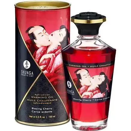 Разогревающее масло Shunga Aphrodisiac Warming Oil - Blazing Cherry (100 мл)