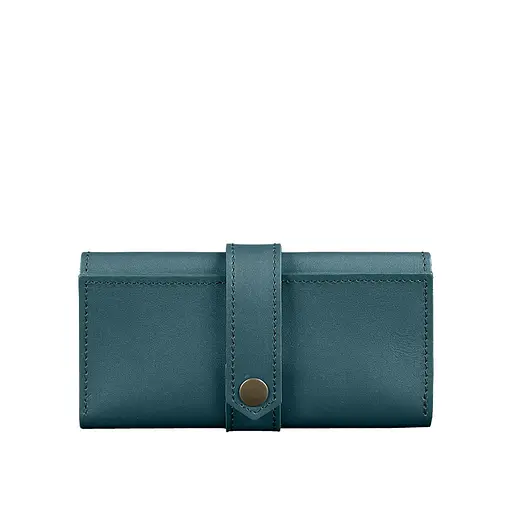 Шкіряне жіноче портмоне 3.0 зелене Краст - фото 7