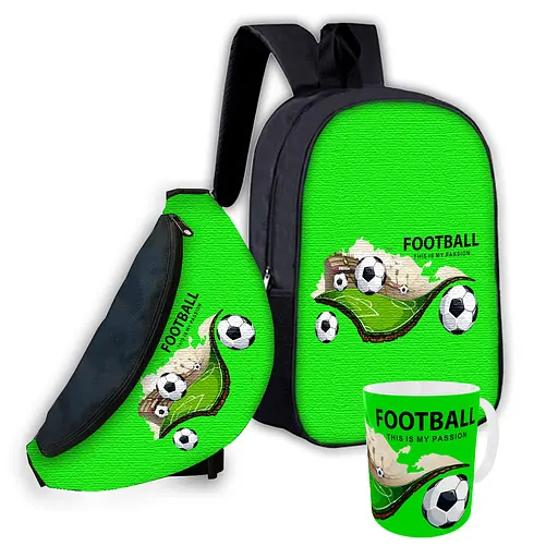 Набір дитячий Футбол рюкзак рюкзак 36х27см сумка-бананка, кружка з принтом для хлопчика (01604)