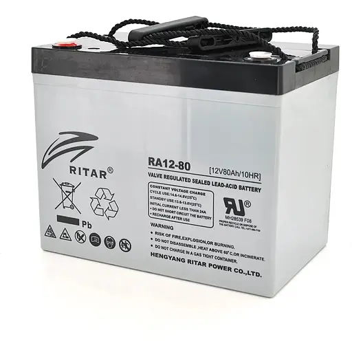 Акумуляторна батарея AGM RITAR RA12-80, Gray Case, 12V 80.0Ah ( 350 x 167 x 182 ) Q1