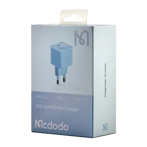Мережевий зарядний пристрій McDodo 20W Dichromatic GaN PD Fast Charger ( EU Plug ) CH-3772 Синій - фото 2