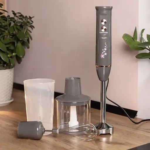 Блендер занурювальний Sokany SK-02012 з 2 насадками Сірий - фото 2