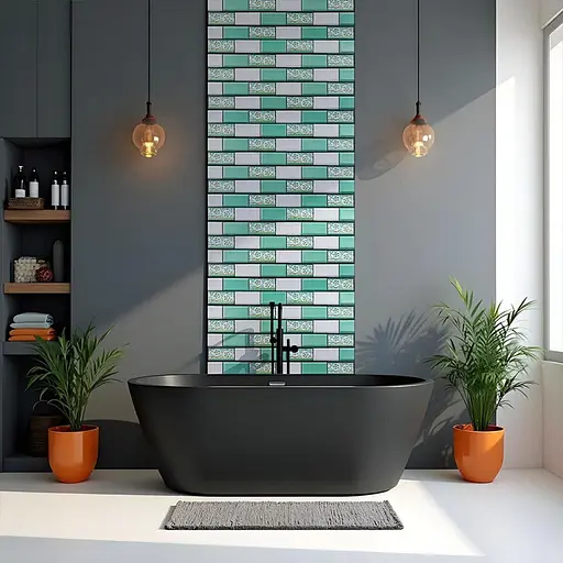 Декоративная панель ПВХ 960х480х4мм Кирпич зеленый орнамент SW-00001429 - фото 5