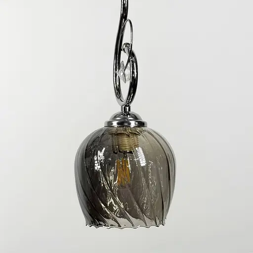 Серебряный светильник с цветочным узором на графитовом плафоне Ø20х32 см | Line F | Ст. 6368/1A CH+GR - фото 2