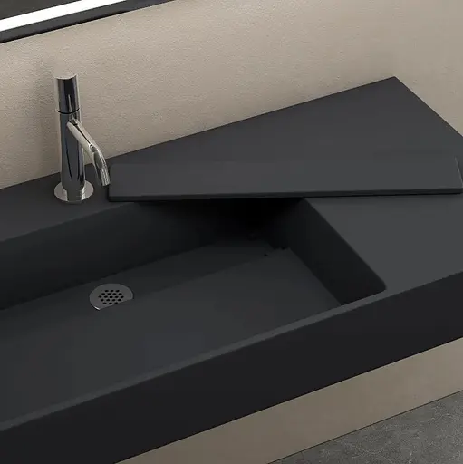 Умивальник Rea Archi 75 black matt накладний підвісний REA-U4303, Чорний матовий - фото 5