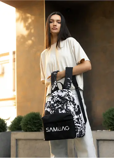 Женский рюкзак Sambag Active черный тканевый с принтом "split" 40 х 33 х 14 см (11811145) - фото 3