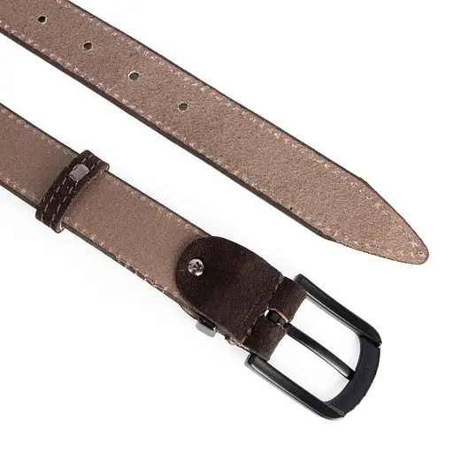 Ремень женский замшевый JK-3049 коричневый с темной пряжкой (115 см) - фото 4