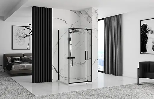 Душова кабіна Rea Rapid Swing 90x120 black REA-K6422 + REA-K6413, Чорний матовий, Універсальна, прозорий - фото 3